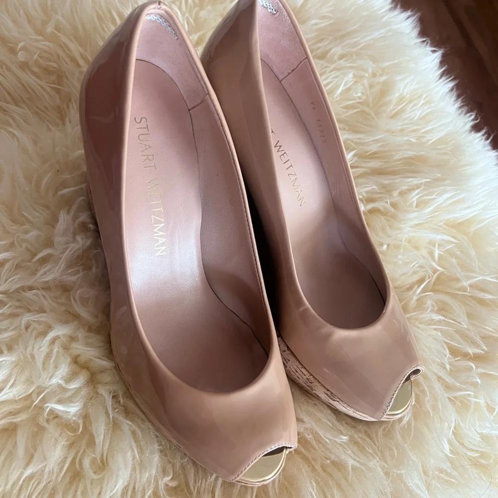 Beautiful nude Stuart WEITZMAN Platform Wedge size 36.5 - Picture 3 of 3